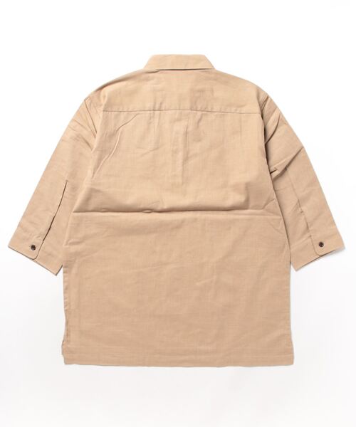 RATTLE TRAP(ラトルトラップ)の「リネンライクスラブストレッチ七分袖スキッパーシャツ(シャツ/ブラウス・メンズ・カーキ/ベージュ/ネイビー/ホワイト・M/L/LL)」の5枚目の写真