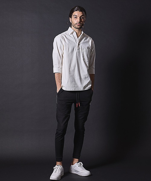 RATTLE TRAP(ラトルトラップ)の「リネンライクスラブストレッチ七分袖スキッパーシャツ(シャツ/ブラウス・メンズ・カーキ/ベージュ/ネイビー/ホワイト・M/L/LL)」の15枚目の写真