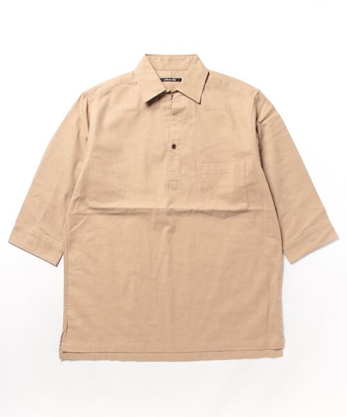 RATTLE TRAP(ラトルトラップ)の「リネンライクスラブストレッチ七分袖スキッパーシャツ(シャツ/ブラウス・メンズ・カーキ/ベージュ/ネイビー/ホワイト・M/L/LL)」の9枚目の写真