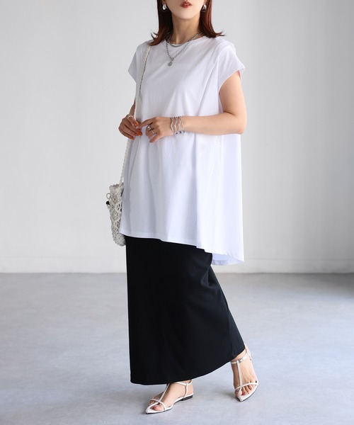 Riberry（リベリー）の「タックAラインTシャツ（Tシャツ/カットソー・レディース・チャコールグレー/オフホワイト/ブラック・FREE）」の8枚目の写真