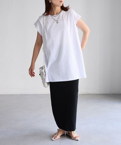 Riberry（リベリー）の「タックAラインTシャツ（Tシャツ/カットソー・レディース・チャコールグレー/オフホワイト/ブラック・FREE）」の15枚目の写真