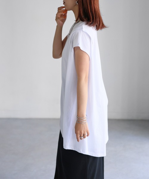 Riberry（リベリー）の「タックAラインTシャツ（Tシャツ/カットソー・レディース・チャコールグレー/オフホワイト/ブラック・FREE）」の17枚目の写真