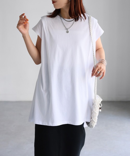 Riberry（リベリー）の「タックAラインTシャツ（Tシャツ/カットソー・レディース・チャコールグレー/オフホワイト/ブラック・FREE）」の19枚目の写真