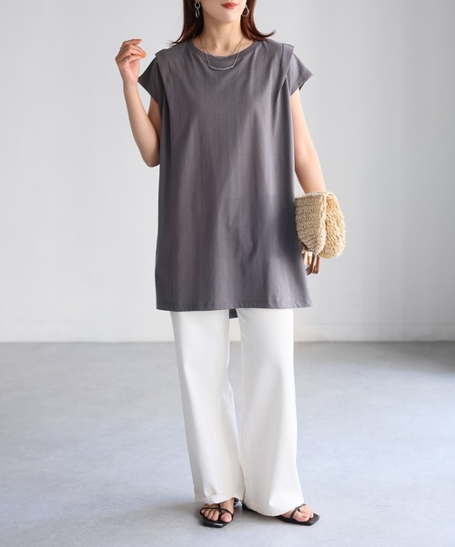 Riberry（リベリー）の「タックAラインTシャツ（Tシャツ/カットソー・レディース・チャコールグレー/オフホワイト/ブラック・FREE）」の20枚目の写真