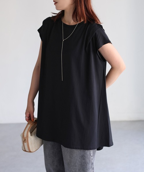 Riberry（リベリー）の「タックAラインTシャツ（Tシャツ/カットソー・レディース・チャコールグレー/オフホワイト/ブラック・FREE）」の10枚目の写真