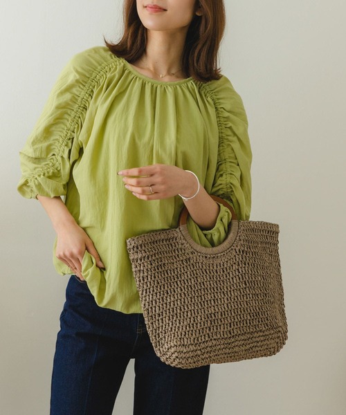 RODE SKO(ロデスコ)の「ウッドハンドルペーパーバッグ(かごバッグ・レディース・グレー/オリーブ/ブラック/ナチュラル・ONE)」の13枚目の写真