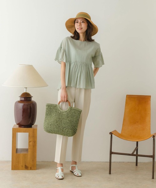 RODE SKO(ロデスコ)の「ウッドハンドルペーパーバッグ(かごバッグ・レディース・グレー/オリーブ/ブラック/ナチュラル・ONE)」の14枚目の写真