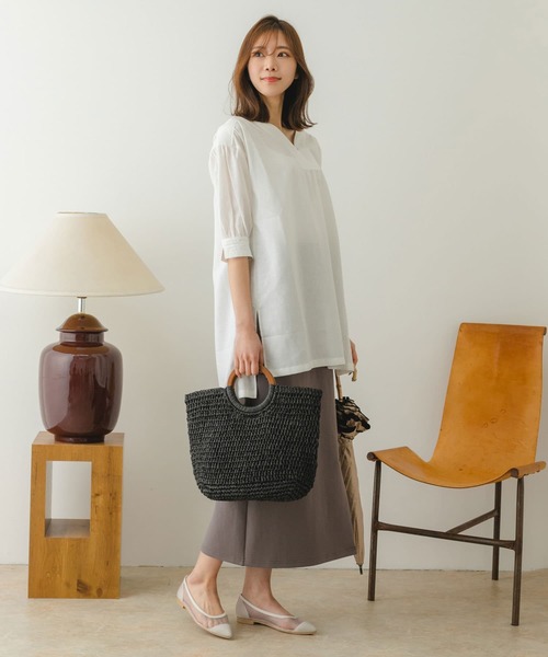 RODE SKO(ロデスコ)の「ウッドハンドルペーパーバッグ(かごバッグ・レディース・グレー/オリーブ/ブラック/ナチュラル・ONE)」の19枚目の写真