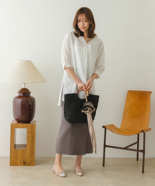 RODE SKO(ロデスコ)の「ウッドハンドルペーパーバッグ(かごバッグ・レディース・グレー/オリーブ/ブラック/ナチュラル・ONE)」の15枚目の写真