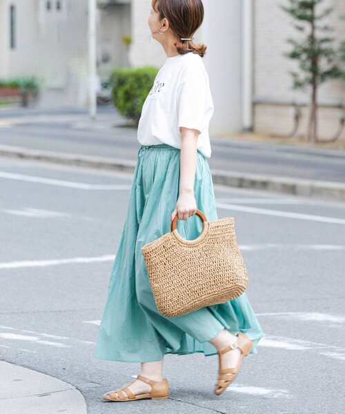 RODE SKO(ロデスコ)の「ウッドハンドルペーパーバッグ(かごバッグ・レディース・グレー/オリーブ/ブラック/ナチュラル・ONE)」の7枚目の写真