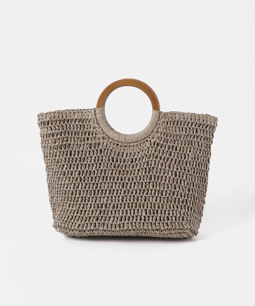 RODE SKO(ロデスコ)の「ウッドハンドルペーパーバッグ(かごバッグ・レディース・グレー/オリーブ/ブラック/ナチュラル・ONE)」の8枚目の写真