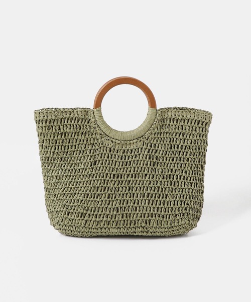 RODE SKO(ロデスコ)の「ウッドハンドルペーパーバッグ(かごバッグ・レディース・グレー/オリーブ/ブラック/ナチュラル・ONE)」の21枚目の写真