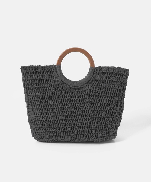 RODE SKO(ロデスコ)の「ウッドハンドルペーパーバッグ(かごバッグ・レディース・グレー/オリーブ/ブラック/ナチュラル・ONE)」の17枚目の写真