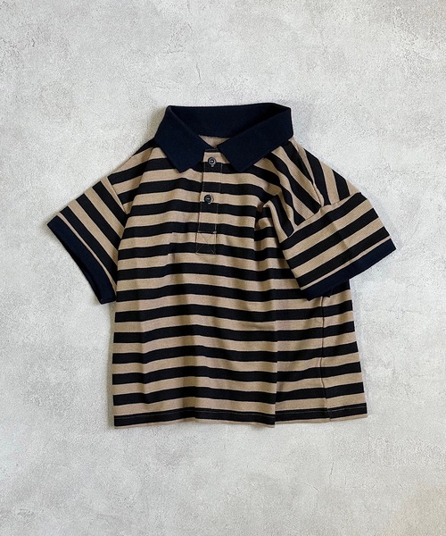 BIG FIELD(ビッグフィールド)の「ボーダーワイドポロシャツ(90~150cm)(Tシャツ/カットソー・キッズ・グリーン/ブラック・90/100/110/120/130/140/150)」の8枚目の写真