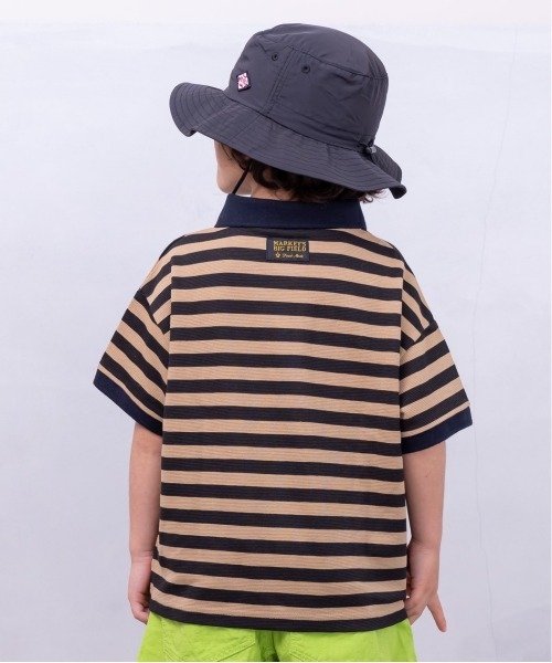 BIG FIELD(ビッグフィールド)の「ボーダーワイドポロシャツ(90~150cm)(Tシャツ/カットソー・キッズ・グリーン/ブラック・90/100/110/120/130/140/150)」の4枚目の写真