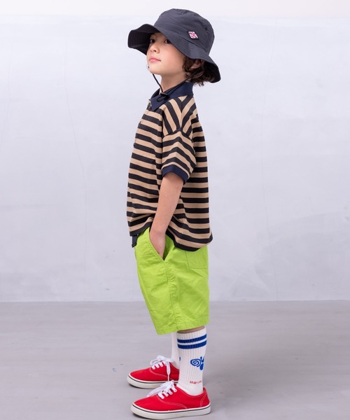 BIG FIELD(ビッグフィールド)の「ボーダーワイドポロシャツ(90~150cm)(Tシャツ/カットソー・キッズ・グリーン/ブラック・90/100/110/120/130/140/150)」の6枚目の写真