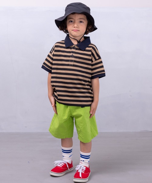 BIG FIELD(ビッグフィールド)の「ボーダーワイドポロシャツ(90~150cm)(Tシャツ/カットソー・キッズ・グリーン/ブラック・90/100/110/120/130/140/150)」の5枚目の写真