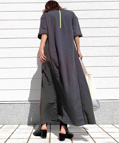 Q（キュー）の「ウラケドッキングワンピ（ワンピース・レディース・ブラック/チャコールグレー・MEDIUM）」の8枚目の写真