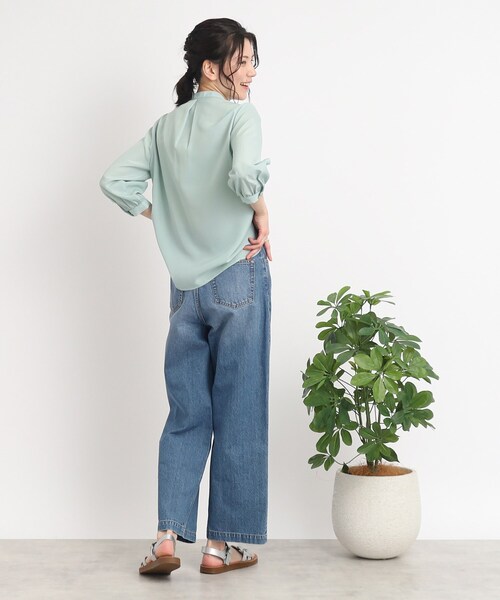 DRESKIP(ドレスキップ)の「◆レディな気分高まる!前釦スタンドカラーブラウス(シャツ/ブラウス・レディース・オフホワイト/ライトグリーン/ホワイト系3/ブラック系・02/03/04)」の9枚目の写真