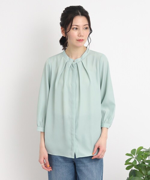 DRESKIP(ドレスキップ)の「◆レディな気分高まる!前釦スタンドカラーブラウス(シャツ/ブラウス・レディース・オフホワイト/ライトグリーン/ホワイト系3/ブラック系・02/03/04)」の16枚目の写真