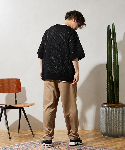 JOURNAL STANDARD relume（ジャーナルスタンダード　レリューム）の「【半袖ニット+カットソーの2点SET】リサイクルポリエステル サマーニット "OPENWORK"（ニット/セーター・メンズ・キャメル/ライトグレー/ブラック/パープル/カーキ・LARGE/MEDIUM）」の14枚目の写真