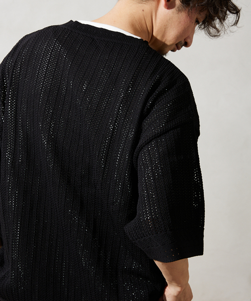 JOURNAL STANDARD relume（ジャーナルスタンダード　レリューム）の「【半袖ニット+カットソーの2点SET】リサイクルポリエステル サマーニット "OPENWORK"（ニット/セーター・メンズ・キャメル/ライトグレー/ブラック/パープル/カーキ・LARGE/MEDIUM）」の16枚目の写真