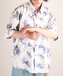 ルーズサイズ とろみシャツ 花柄 半袖シャツ