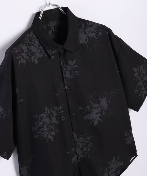 【LEONARDFASHION】黒 花柄半袖Tシャツ 美品 LEONARDレオナール 透け感半袖カットソー 黒花柄 40