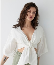 ALEXIA STAM | Tie Front Gauze Top / クロップド丈ガーゼトップス(シャツ/ブラウス)