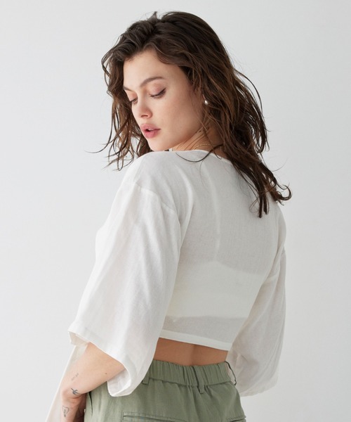 ALEXIA STAM（アリシアスタン）の「Tie Front Gauze Top