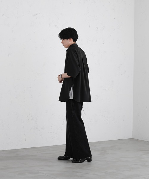 selle glant（セレグランテ）の「DRAW CODE SLIT SHIRT/ドローコードスリットシャツ（シャツ/ブラウス・メンズ・ブラック/オフホワイト・MEDIUM）」の7枚目の写真