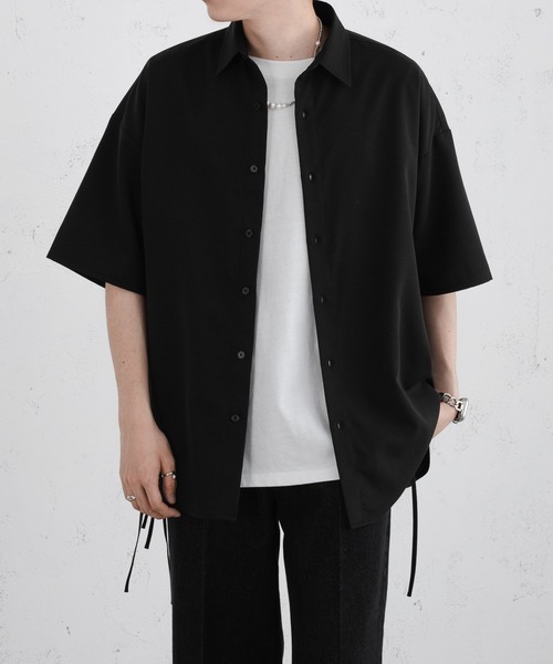 selle glant（セレグランテ）の「DRAW CODE SLIT SHIRT/ドローコードスリットシャツ（シャツ/ブラウス・メンズ・ブラック/オフホワイト・MEDIUM）」の3枚目の写真