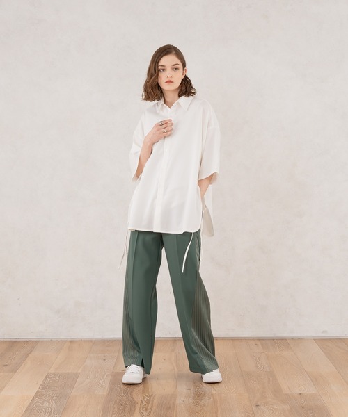 selle glant（セレグランテ）の「DRAW CODE SLIT SHIRT/ドローコードスリットシャツ（シャツ/ブラウス・メンズ・ブラック/オフホワイト・MEDIUM）」の12枚目の写真