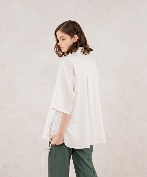 selle glant（セレグランテ）の「DRAW CODE SLIT SHIRT/ドローコードスリットシャツ（シャツ/ブラウス・メンズ・ブラック/オフホワイト・MEDIUM）」の11枚目の写真