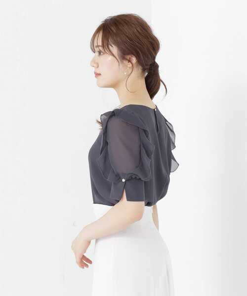PROPORTION BODY DRESSING（プロポーションボディドレッシング）の「シアーラッフルブラウス / 1213210602（シャツ/ブラウス・レディース・グレー/ダークグレー/ベージュ・SMALL/MEDIUM）」の20枚目の写真
