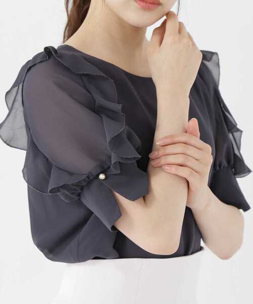 PROPORTION BODY DRESSING（プロポーションボディドレッシング）の「シアーラッフルブラウス / 1213210602（シャツ/ブラウス・レディース・グレー/ダークグレー/ベージュ・SMALL/MEDIUM）」の22枚目の写真