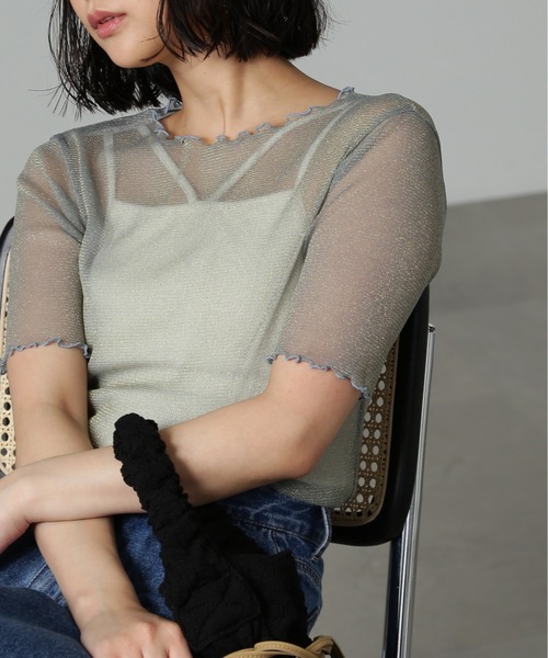 FREE'S MART（フリーズマート）の「◆ラメシアー半袖カットソー（Tシャツ/カットソー・レディース・ブルー/ブラック/ホワイト・FREE）」の3枚目の写真