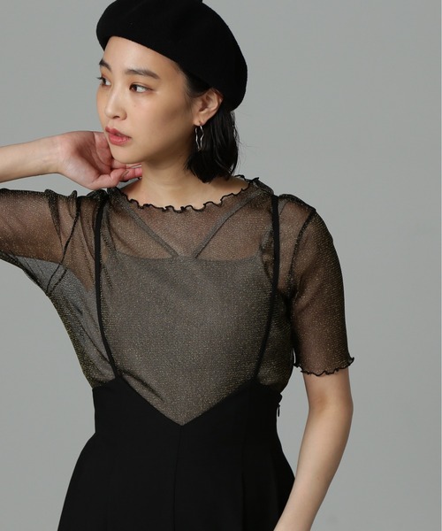 FREE'S MART（フリーズマート）の「◆ラメシアー半袖カットソー（Tシャツ/カットソー・レディース・ブルー/ブラック/ホワイト・FREE）」の5枚目の写真