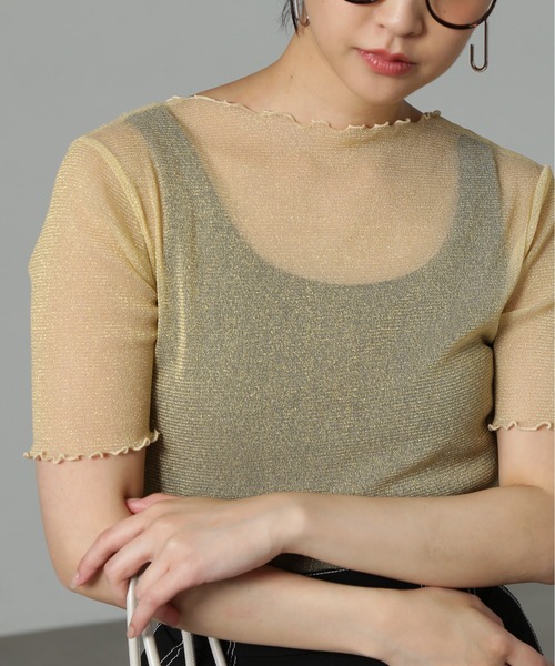 FREE'S MART（フリーズマート）の「◆ラメシアー半袖カットソー（Tシャツ/カットソー・レディース・ブルー/ブラック/ホワイト・FREE）」の10枚目の写真