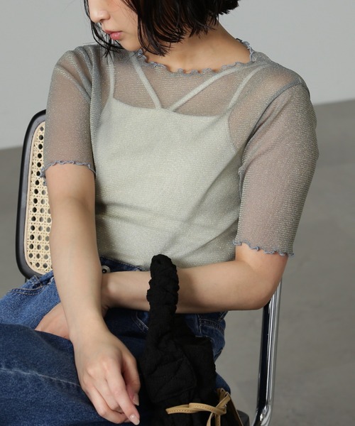 FREE'S MART（フリーズマート）の「◆ラメシアー半袖カットソー（Tシャツ/カットソー・レディース・ブルー/ブラック/ホワイト・FREE）」の17枚目の写真