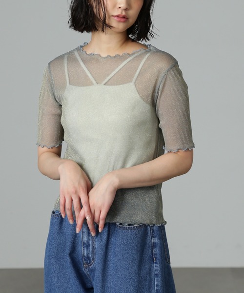 FREE'S MART（フリーズマート）の「◆ラメシアー半袖カットソー（Tシャツ/カットソー・レディース・ブルー/ブラック/ホワイト・FREE）」の21枚目の写真