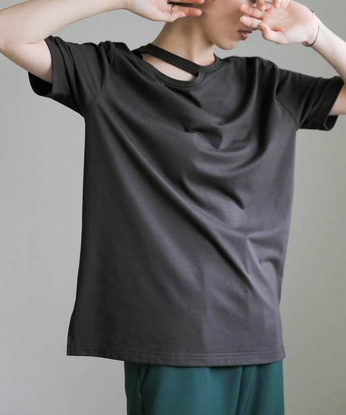 select MOCA（セレクトモカ）の「ネックストラップTシャツ（Tシャツ/カットソー・レディース・ホワイト/ライトオリーブ/スミクロ/ブラック・FREE）」の11枚目の写真