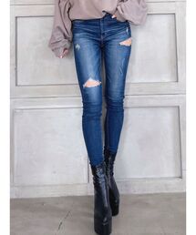 GYDA | M/W SIDE RIPPEDスキニーデニムパンツ(デニムパンツ)