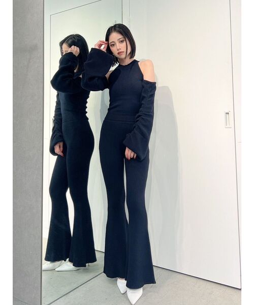 GYDA（ジェイダ）の「【SET着用可】アームドッキングデザインニットTOPS（ニット/セーター・レディース・ベージュ/ブラック/ブラウン・FREE）」の4枚目の写真