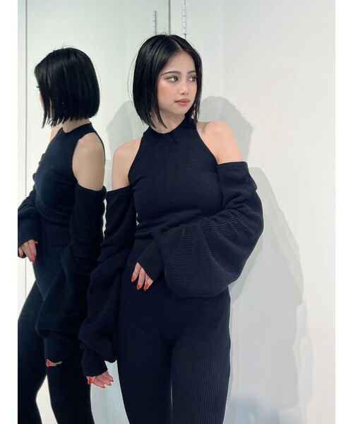 GYDA（ジェイダ）の「【SET着用可】アームドッキングデザインニットTOPS（ニット/セーター・レディース・ベージュ/ブラック/ブラウン・FREE）」の12枚目の写真