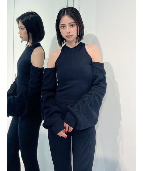 GYDA（ジェイダ）の「【SET着用可】アームドッキングデザインニットTOPS（ニット/セーター・レディース・ベージュ/ブラック/ブラウン・FREE）」の13枚目の写真