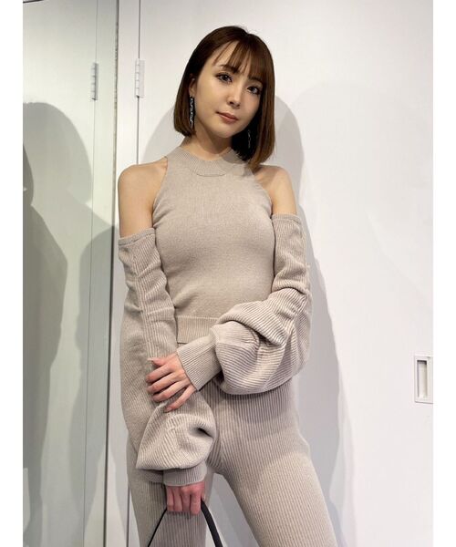 GYDA（ジェイダ）の「【SET着用可】アームドッキングデザインニットTOPS（ニット/セーター・レディース・ベージュ/ブラック/ブラウン・FREE）」の20枚目の写真