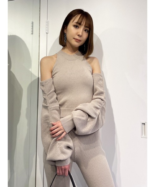 GYDA（ジェイダ）の「【SET着用可】アームドッキングデザインニットTOPS（ニット/セーター・レディース・ベージュ/ブラック/ブラウン・FREE）」の3枚目の写真