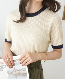 ケーブルデザイン配色サマーニット