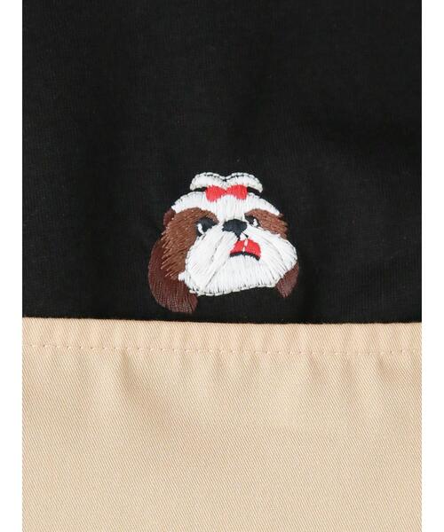ehka sopo（エヘカソポ）の「◎ワンコ刺繍Tシャツ（Tシャツ/カットソー・レディース・ブルー/オフホワイト/ベージュ/ブラック・F）」の6枚目の写真